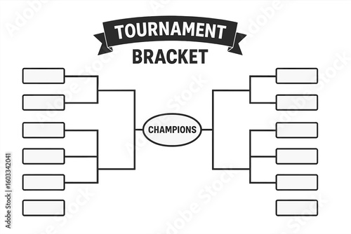 Tournament bracket vector template for 16 teams. Sports competition, championship playoff elimination chart. Blank knockout game diagram for winner determination.