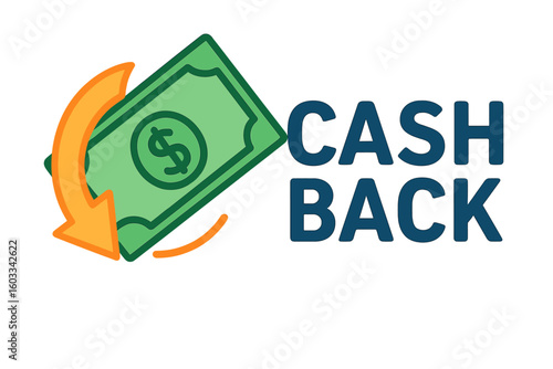 Cash back service icon. Money refund concept. Return money symbol. Financial savings loyalty program reward. Dollar banknote with arrow. Vector illustration isolated design.