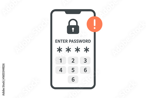 Phone password security concept. Smartphone with password protected screen. Enter password code for verification, authorization, and two-step authentication. Secure login.