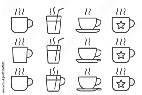 Wallpaper Mural Minimal drinks winter outline stroke line collection comfort set prompt vector contour Torontodigital.ca