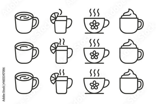 Wallpaper Mural Line set minimal stroke symbol vector drink contour prompt icons collection winter Torontodigital.ca