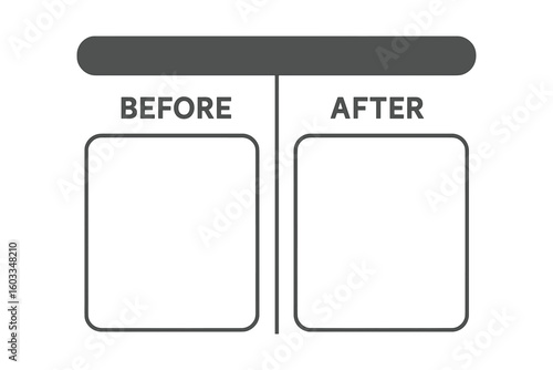 Before and After Photo Frame Template with Blank Space for Comparison, Editable Vector Background for Image Transformation, Cosmetic and Renovation Banner Design on Transparent Background