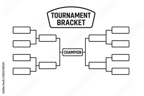 Creative Tournament Bracket Templates for Playoffs Schedule, Blank Tournament Bracket Vector Illustration, Sports Competition Chart, Game Knockout Round Design, Editable Vector