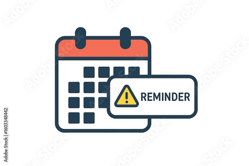 Calendar reminder notification vector icon. Important event, schedule appointment, and deadline date concept. Planning agenda with alert message symbol. Time management.