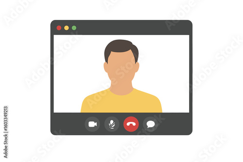 Video call screen template with streaming, web chatting, online meeting interface for remote work, virtual conference, friends chat, quarantine isolation, and coronavirus social distancing