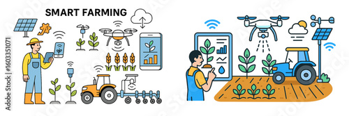 Innovative smart farming techniques utilizing technology for efficient agriculture and crop management in a modern farming setup