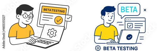 Engaging in beta testing on a laptop for software development and user feedback in a digital setting