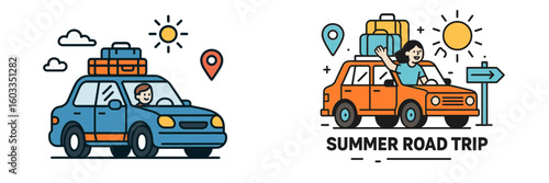 Exciting summer road trip adventures with family and friends in colorful cars