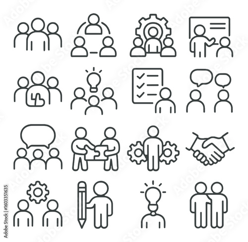 Volunteer and community support icons depicting charity and giving initiatives