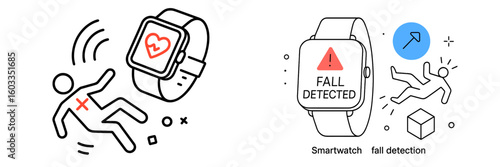 Smartwatch technology highlights fall detection and heart monitoring features in health and fitness applications