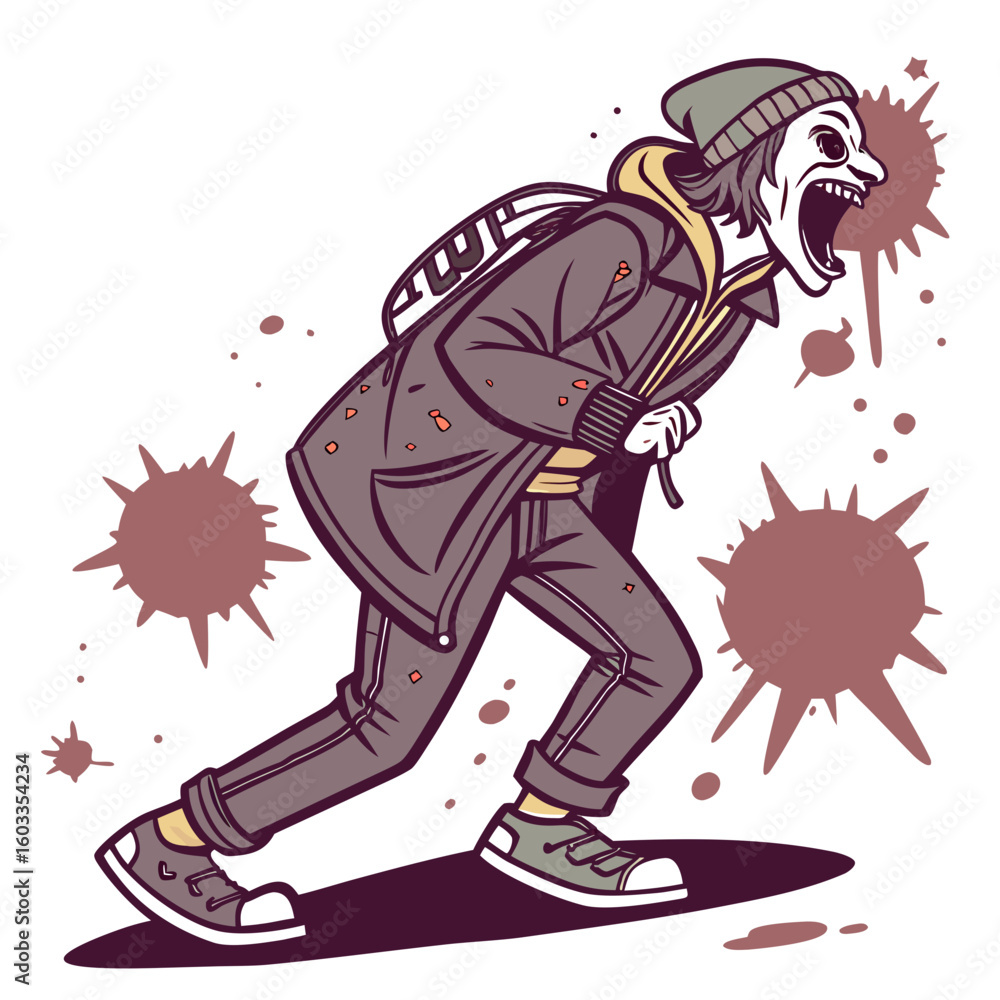 Fototapeta premium head of a man with a tattoo joker vector illustration eps svg