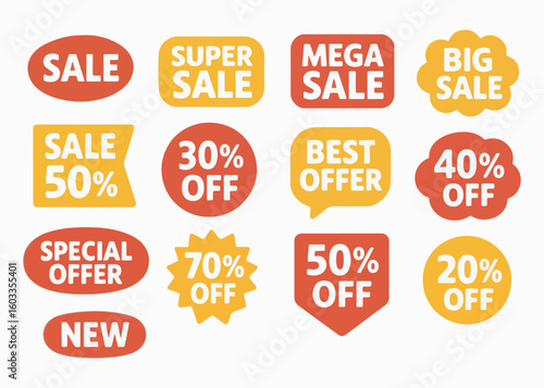 set of vector sale Discount promotion, Big sale, special offer, 50% off stickers, label.