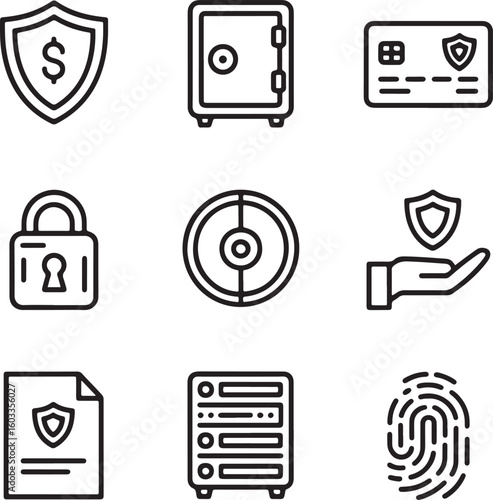 Vector Set of Security and Data Protection Icons.