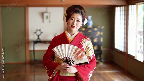 Woman in traditional Japanese kimono