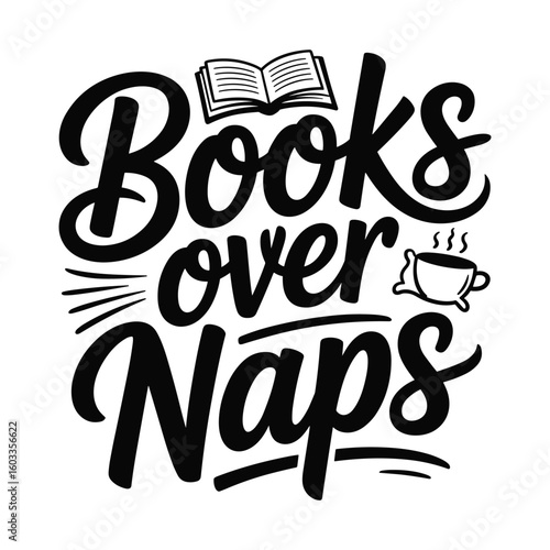books over naps t shirt design