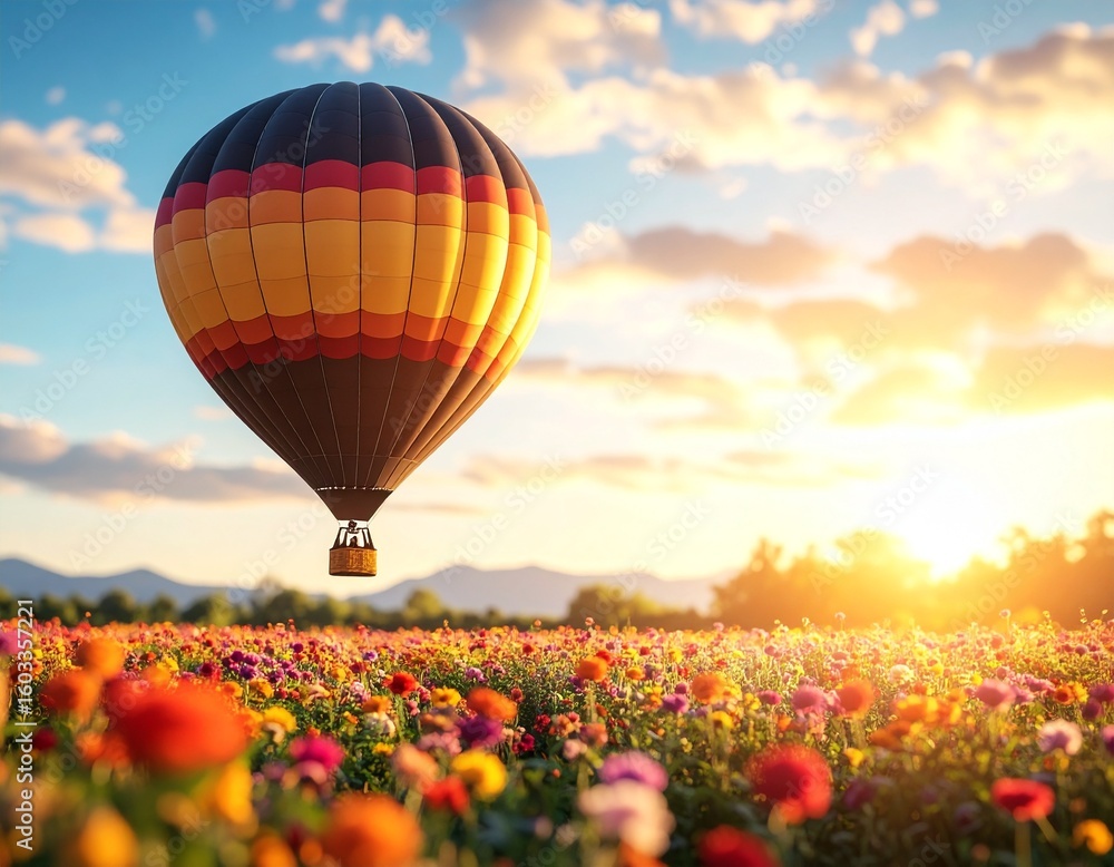 Fototapeta premium A Hot Air Balloon Summer Background. 4K