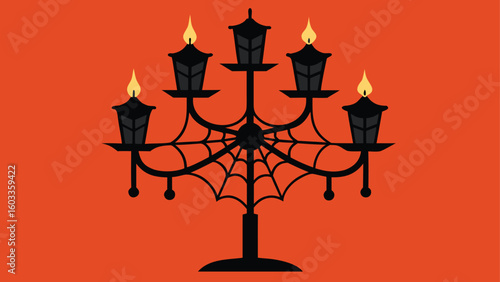 gothic candelabra with spider webs  vintage halloween background