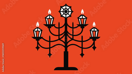 gothic candelabra with spider webs  vintage halloween background