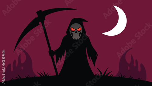 grim reaper with scythe silhouette  scary vector vector background