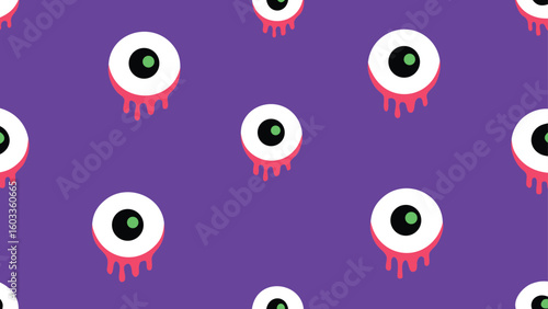 hand drawn creepy eyeball pattern  seamless  vector background