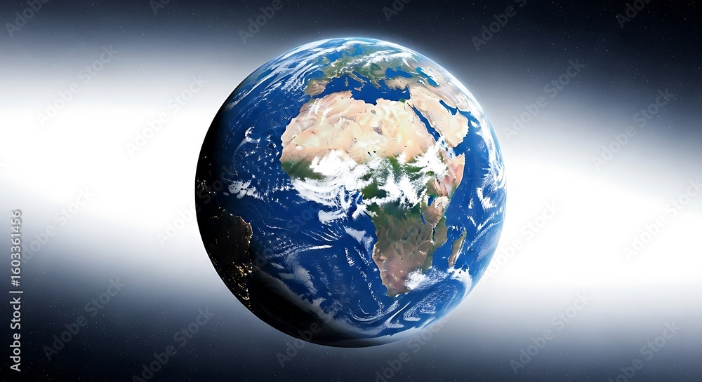 Fototapeta premium Planet earth viewed from space with continents and clouds