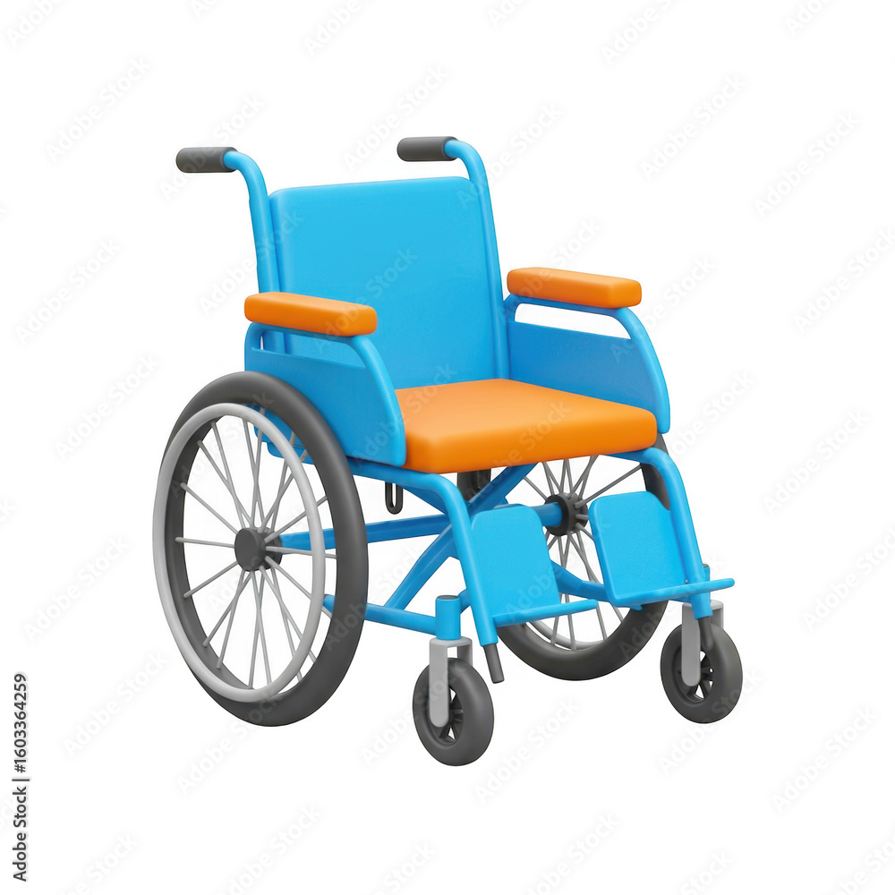 Fototapeta premium 3d blue wheelchair isolated on transparent background