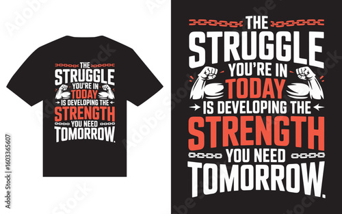 Motivational gym workout t shirt design with inspiring quote