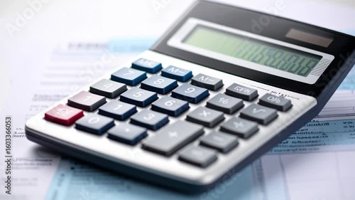 Calculator next to tax papers