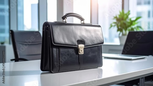 Business briefcase on a modern table