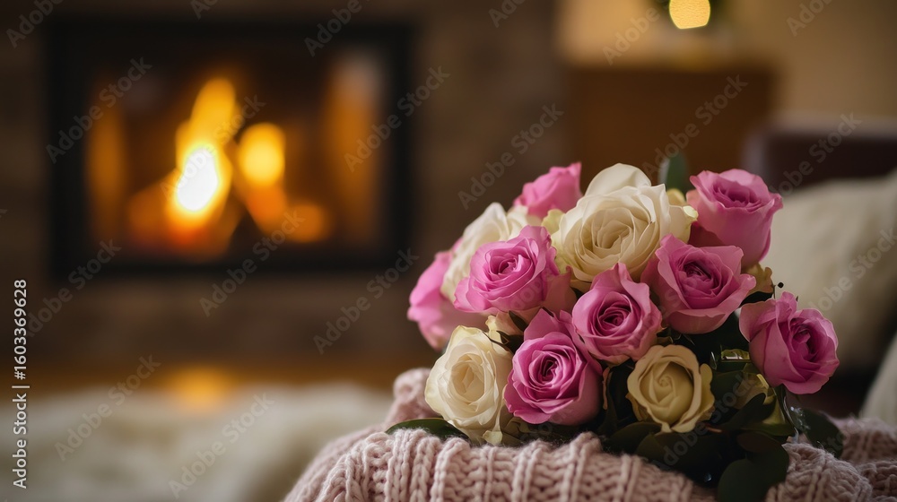Obraz premium Roses by fireplace