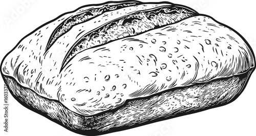 Freshly baked bread loaf showcasing crusty exterior and soft interior at a bakery in the morning light