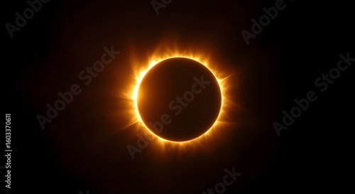 A solar eclipse is displayed against a dark background