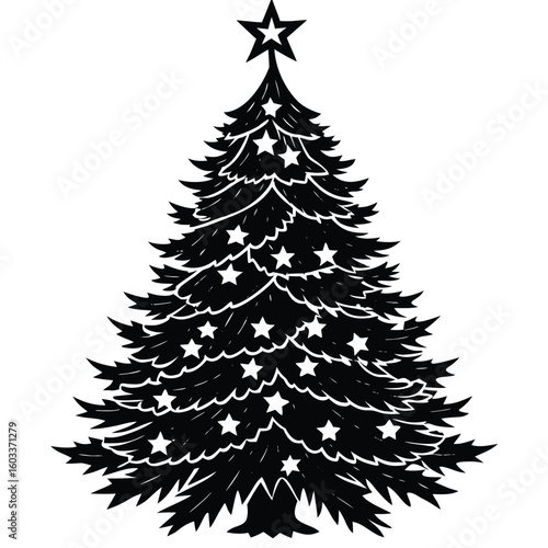 A vibrant vector illustration of a festive fir tree with snowy branches for a winter holiday celebration