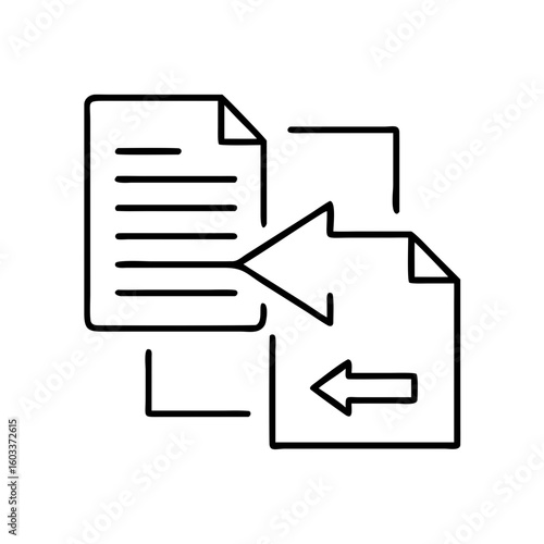 File sharing icon with arrow indicating transfer of documents