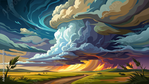 Beautiful Dramatic storm clouds during a thunderstorm on the prairies; Val Marie, Saskatchewan, Canada