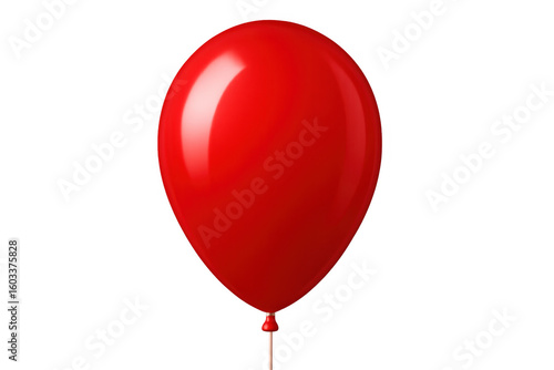 Red balloon hovering, suspended by string against transparent backdrop, ideal for celebratory graphic design needs