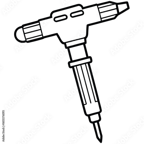 Detailed line drawing of a diesel fuel injector a crucial component for internal combustion engines showcasing its mechanical design and functionality