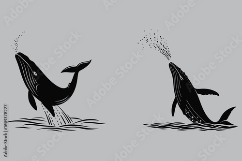 Camel Mother and Calf in Desert Landscape silhouette vector design art and illustration