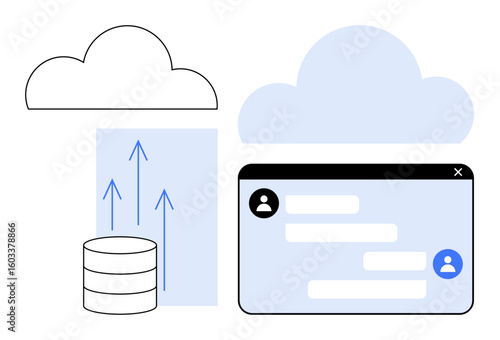 Cloud computing system with data transfer from a database to cloud storage and a user interface. Ideal for technology, data management, cloud solutions, IT services, digital collaboration, software