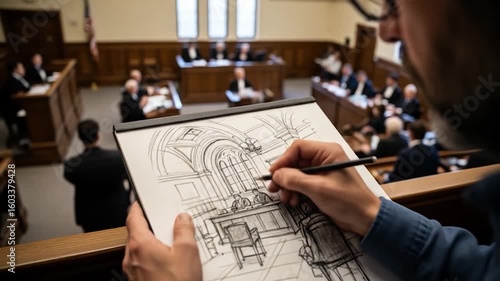 Courtroom Sketch Artist: Capturing Justice in Lines, Legal Proceedings, Artistic Rendition