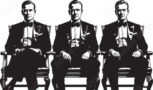 Three gentlemen in formal attire seated gentleman formal wear