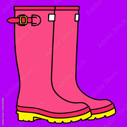 Pair of Buckle Rain Boots