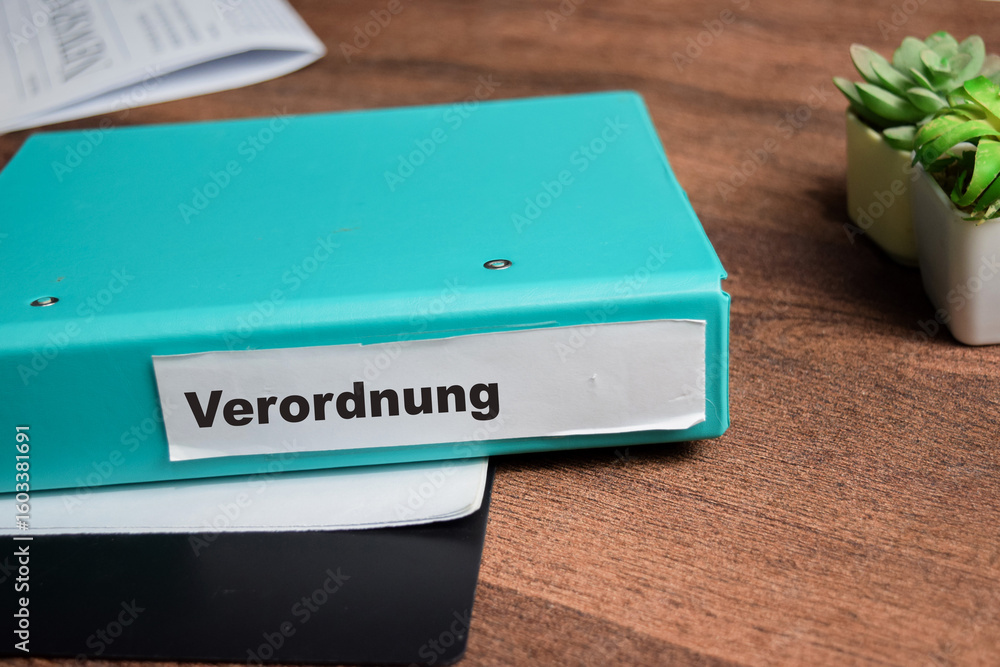 Tableau sur toile Folders with the label ordinance in germany