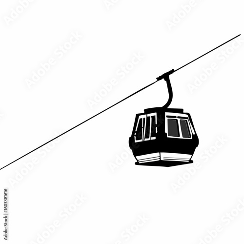 Aerial Tramway Cable Car Silhouette