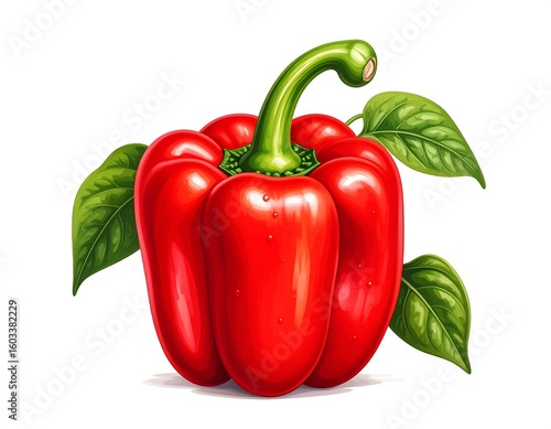 Detailed illustration of a red bell pepper
