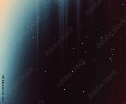 Distressed blue and black grunge texture with grain and white particles. Abstract film scan dust and scratches aesthetic background.