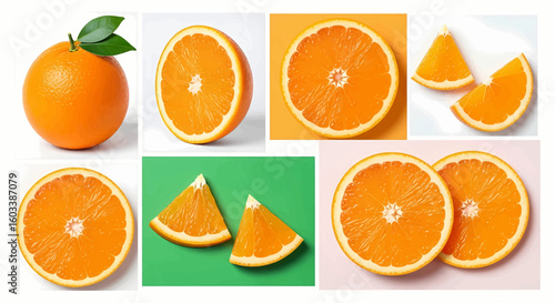 Vibrant Orange Slices and Whole Fruit A Fresh and Delicious Citrus Concept