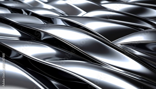 Abstract, metallic, wavy forms