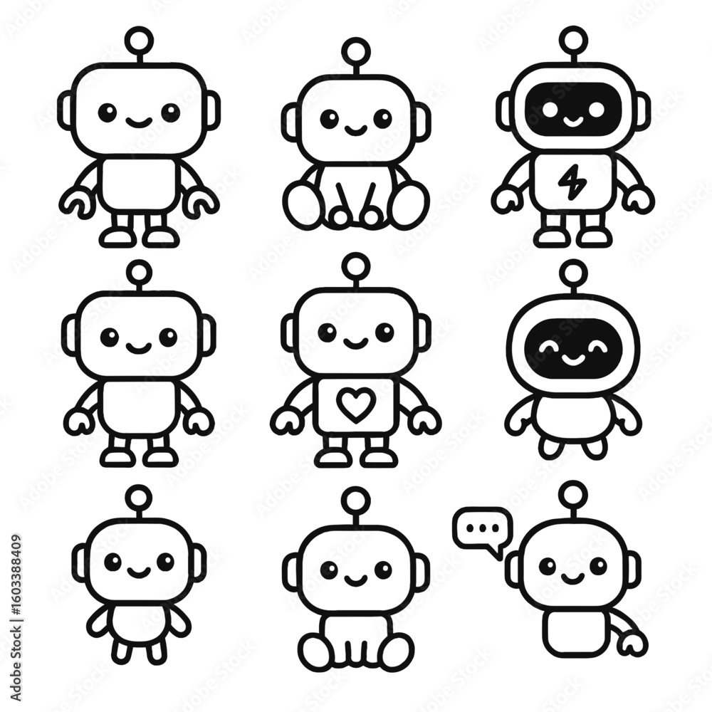 Fototapeta premium ai robots cartoon animal icons