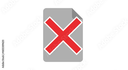 Red X Mark on Gray Document, Rejecting or Denying Something